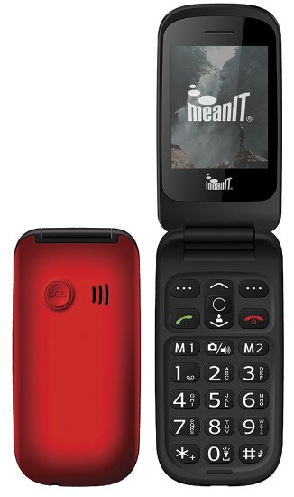 Klasični mobitel MEANIT Senior Flip 1, Dual SIM, crveni