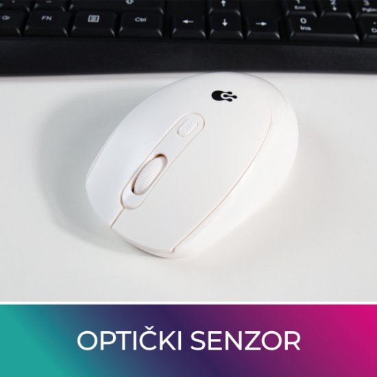 Miš OCTIO M302W, optički, bežični, 1600dpi, bijeli