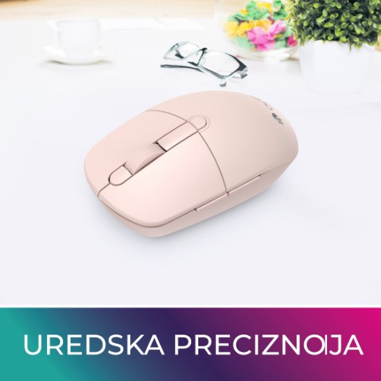 Miš OCTIO Style M390WBT, optički, bežični, 1600dpi, rozi