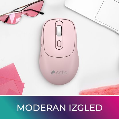Miš OCTIO Style M320W, optički, bežični, 1600dpi, rozi