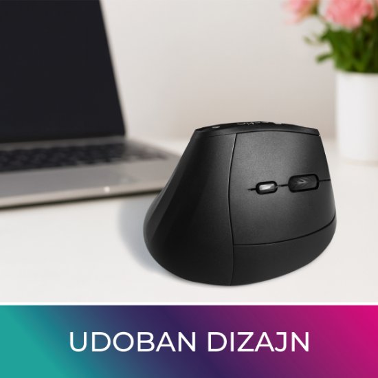 Miš OCTIO Ergo V100W, optički, bežični, BT,4000dpi, crni