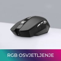 Miš OCTIO Ergo M350WBT, RGB, optički, bežični, BT, 4800dpi, crni