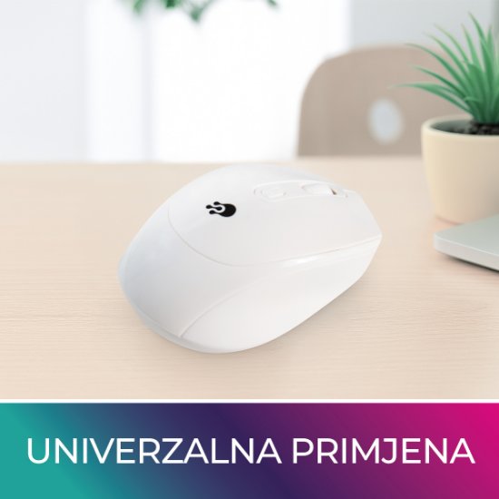 Miš OCTIO M302W, optički, bežični, 1600dpi, bijeli