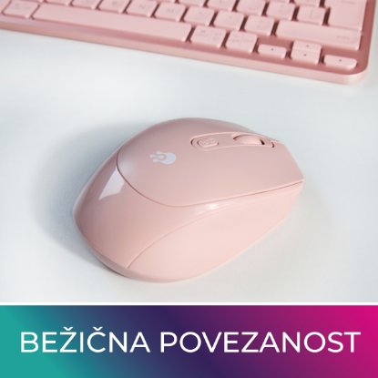Miš OCTIO M302W, optički, bežični, 1600dpi, rozi