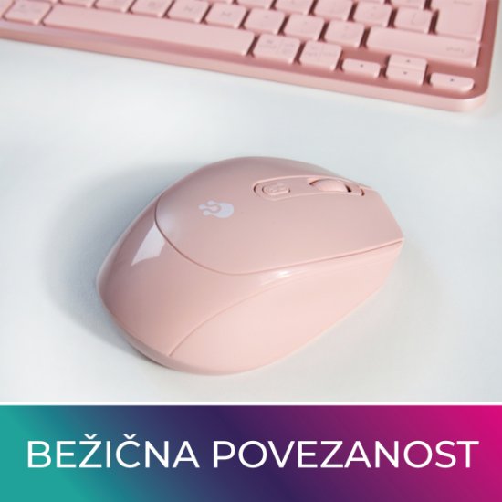 Miš OCTIO M302W, optički, bežični, 1600dpi, rozi