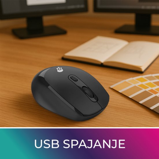 Miš OCTIO M302W, optički, bežični, 1600dpi, crni