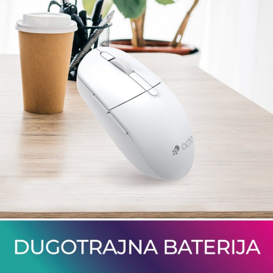 Miš OCTIO Style M390WBT, optički, bežični, 1600dpi, bijeli