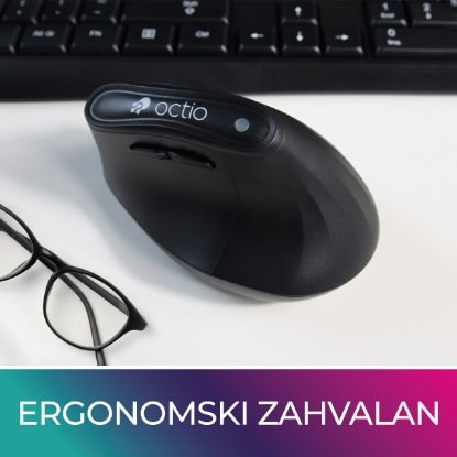 Miš OCTIO Ergo V100W, optički, bežični, BT,4000dpi, crni