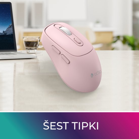 Miš OCTIO Style M320W, optički, bežični, 1600dpi, rozi