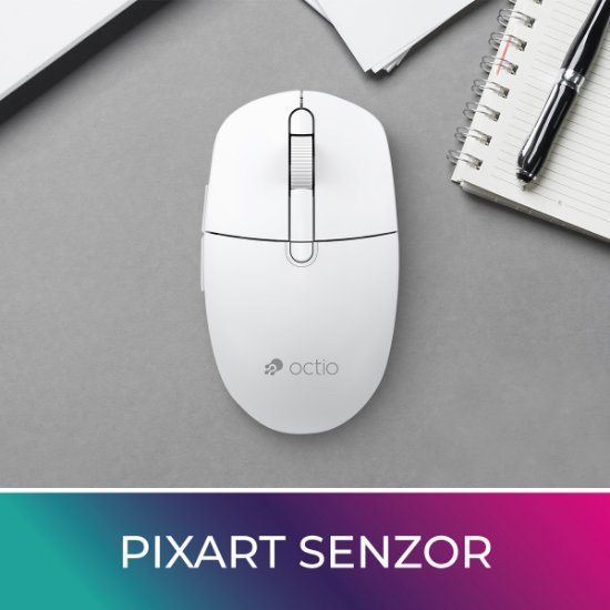 Miš OCTIO Style M390WBT, optički, bežični, 1600dpi, bijeli