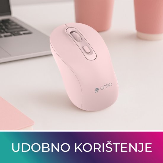 Miš OCTIO Style M280W, optički, bežični, 1600dpi, rozi
