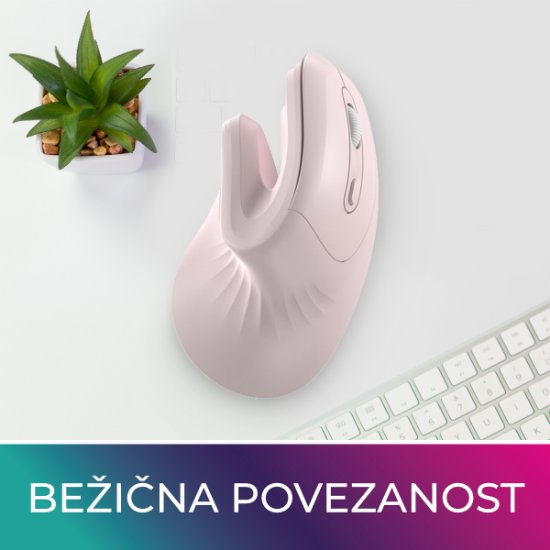Miš OCTIO Ergo V210WBT, optički, bežični, 7200dpi, rozi