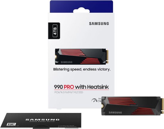 SSD 4TB SAMSUNG 990 PRO NVMe M.2, MZ-V9P4T0CW, maks. do 7450/6900 MB/s, hladnjak