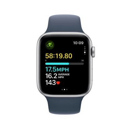 Pametni sat APPLE Watch SE2 V2 GPS, 44mm Silver Alu Case w Storm Blue Sport Band - M/L