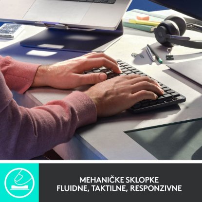 Tipkovnica LOGITECH MX Mechanical Mini Tactile Quiet, bežična, BT, crna