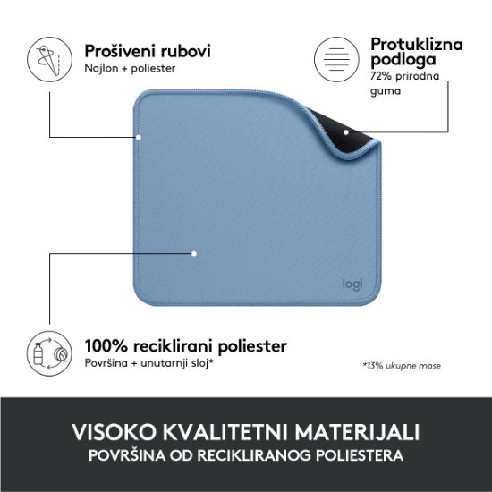 Podloga za miš, LOGITECH Studio, soft, plavo-siva