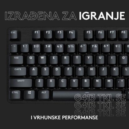 Tipkovnica LOGITECH Gaming G413 TKL SE, mehanička, crna, USB, US layout