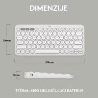 Tipkovnica LOGITECH Pebble Keys 2 K380S, BT, kompaktna, bijela