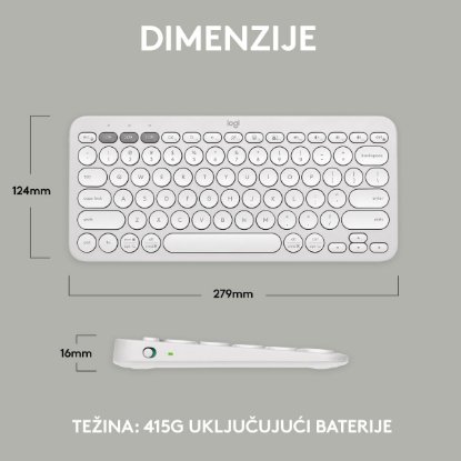 Tipkovnica LOGITECH Pebble Keys 2 K380S, BT, kompaktna, bijela