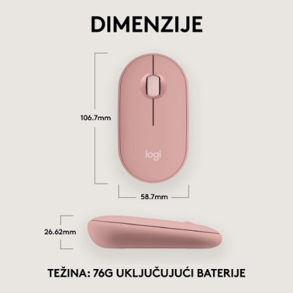 Miš LOGITECH M350s Pebble 2, optički, BT, rozi