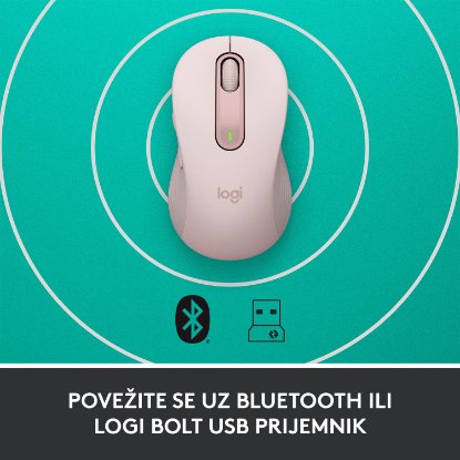 Miš LOGITECH M650 L, bežični, optički, 4000dpi, USB, BT, rozi