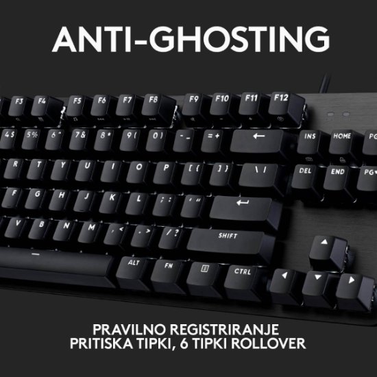 Tipkovnica LOGITECH Gaming G413 TKL SE, mehanička, crna, USB, US layout