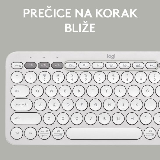 Tipkovnica LOGITECH Pebble Keys 2 K380S, BT, kompaktna, bijela