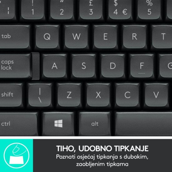 Tipkovnica + miš LOGITECH MK545 Advanced Combo, bežična, crna, Unifying receiver USB