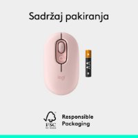Miš LOGITECH POP, optički, bežični, USB, BT, 1000dpi, rozi