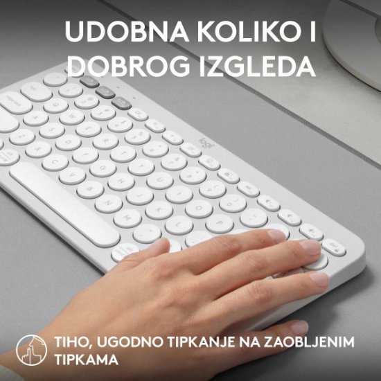 Tipkovnica LOGITECH Pebble Keys 2 K380S, BT, kompaktna, bijela