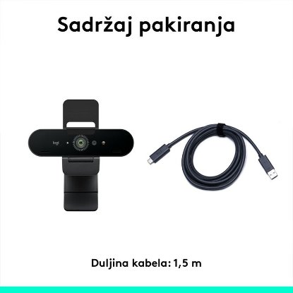 Web kamera LOGITECH Brio 4K, 4K UHD, USB-A/USB-C, crna