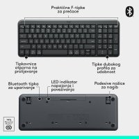 Tipkovnica LOGITECH K250 Compact Bluetooth Combo, bežična, crna