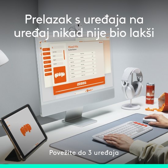 Miš LOGITECH POP, optički, bežični, USB, BT, 1000dpi, rozi