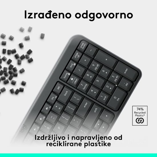 Tipkovnica LOGITECH K250 Compact Bluetooth Combo, bežična, crna