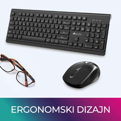 Tipkovnica + miš OCTIO KM200W, crni, bežični