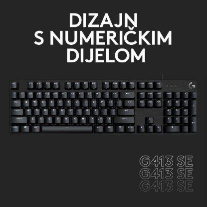 Tipkovnica LOGITECH Gaming G413 SE, mehanička, crna, USB, US layout