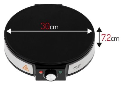 Aparat za palačinke ADLER AD 3058, 1600 W, 30 cm, inox