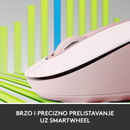 Miš LOGITECH M650, bežični, optički, 4000dpi, USB, BT, rozi