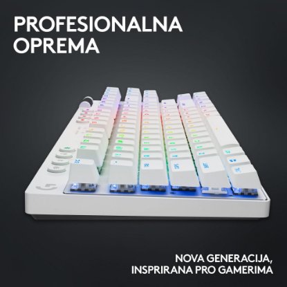 Tipkovnica LOGITECH G Pro X TKL LIGHTSPEED, mehanička, bežična, RGB, bijela