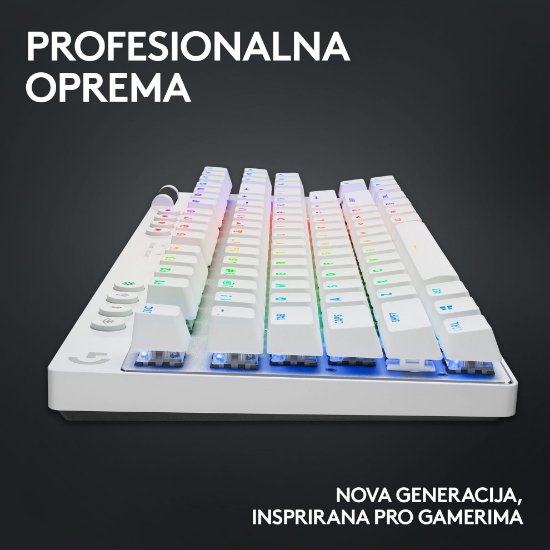 Tipkovnica LOGITECH G Pro X TKL LIGHTSPEED, mehanička, bežična, RGB, bijela