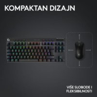 Tipkovnica LOGITECH G Pro X TKL LIGHTSPEED, mehanička, bežična, RGB, crna