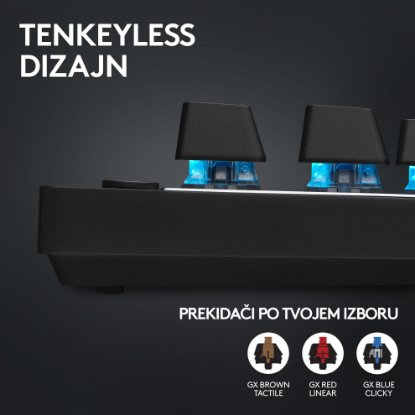 Tipkovnica LOGITECH G Pro X TKL LIGHTSPEED, mehanička, bežična, RGB, crna