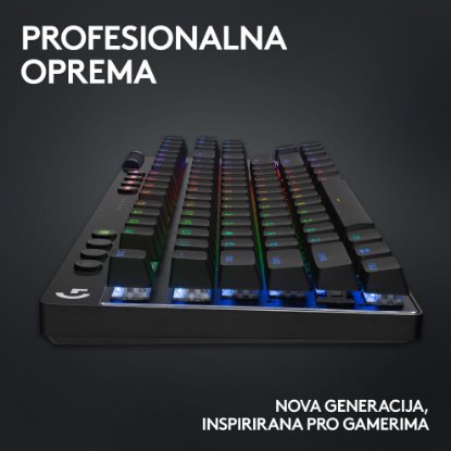 Tipkovnica LOGITECH G Pro X TKL LIGHTSPEED, mehanička, bežična, RGB, crna