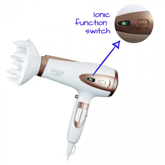 Sušilo za kosu ADLER AD2248w, sa ionima, 2200 W, bijelo