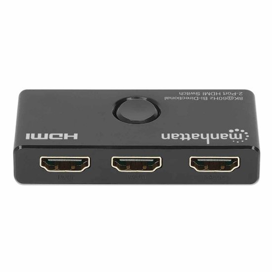 Razdjelnik MANHATTAN, 1x HDMI in, 2x HDMI out, dvosmjerni switch, crni