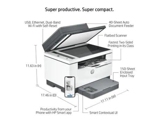 Multifunkcijski printer HP LaserJet MFP M234sdw 6GX01F, printer/scanner/copy, 600dpi, USB, LAN, WiFi, Bluetooth, bijeli