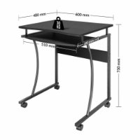 Stol MANHATTAN Compact Desk, kotači, polica za tipkovnicu, crni