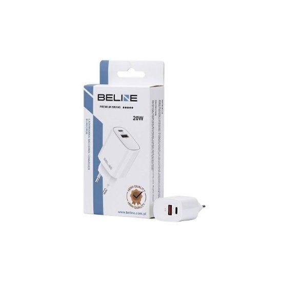 Kućni punjač BELINE BLN2CW20, 20W, PD3.0/QC3.0, USB-C + USB-A, bijeli