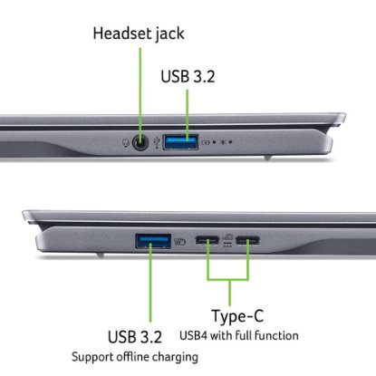Laptop ACER Swift Go 14 AI NX.KYXEX.009 / Snapdragon X Plus X1P-42-100, 16GB, 1TB SSD, Qualcomm Adreno, 14,5" WUXGA 120Hz IPS, Windows 11, sivi