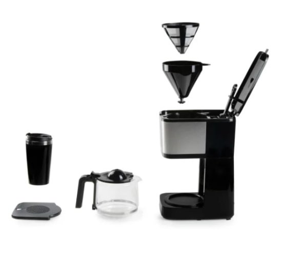 Aparat za kavu DOMO DO733K + putna šalica, 900 W, 1.25 L, filter kava, do 10 šalica, crna